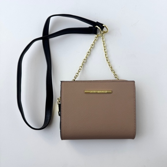Steve Madden Colorblock Crossbody Clutch - Beige and Black with Gold Hardware - Picture 2 of 9